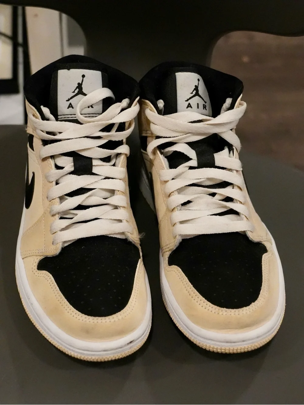 Jordan High-Top Sneakers in Black & Tan